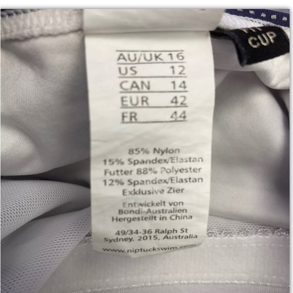 NIPTUCK SWIM One Piece Cups Adjustable Straps Blue White Stripe Lined Size 12 - Picture 9 of 10